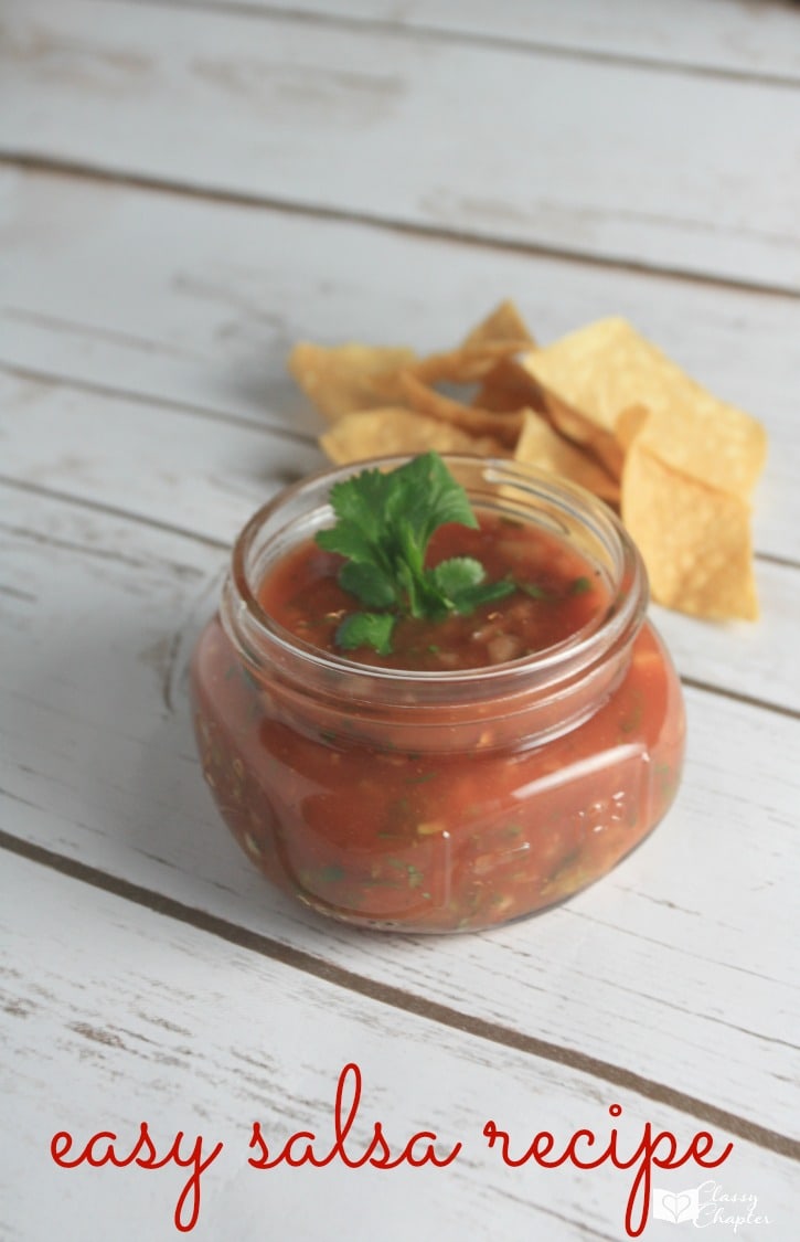 This easy salsa recipe has just the right amount of heat! It's a simple recipe to make and is the perfect appetizer for any party!