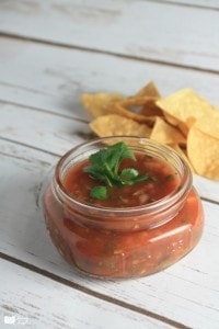 This easy salsa recipe has just the right amount of heat! It's a simple recipe to make and is the perfect appetizer for any party!