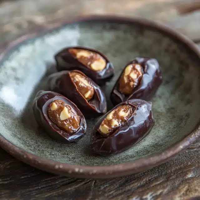 Stuffed Dates Dipped in Chocolate