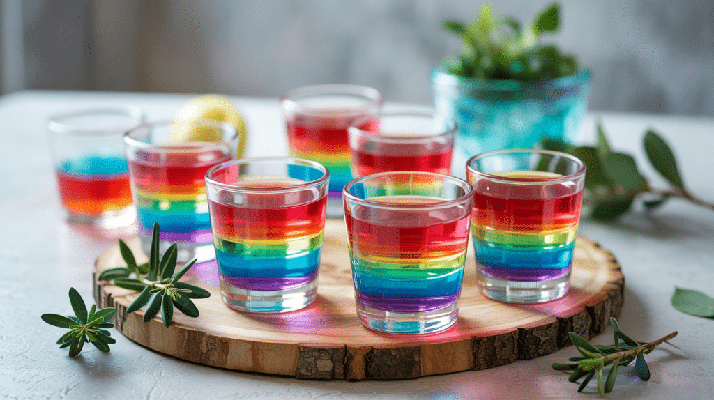 Rainbow Layered Jello Shots