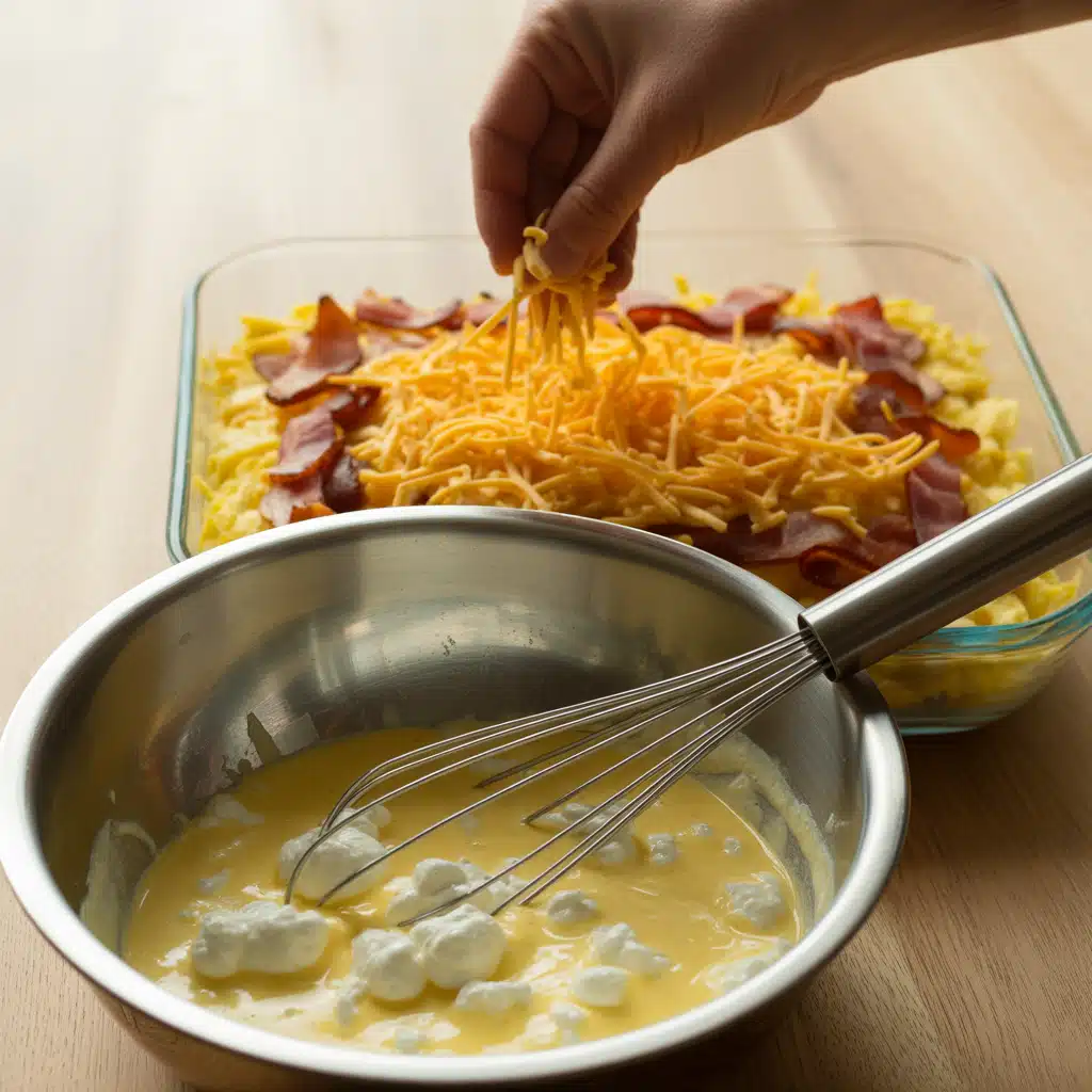 layer the base and mix the creamy filling weight watchers breakfast casserole keywords