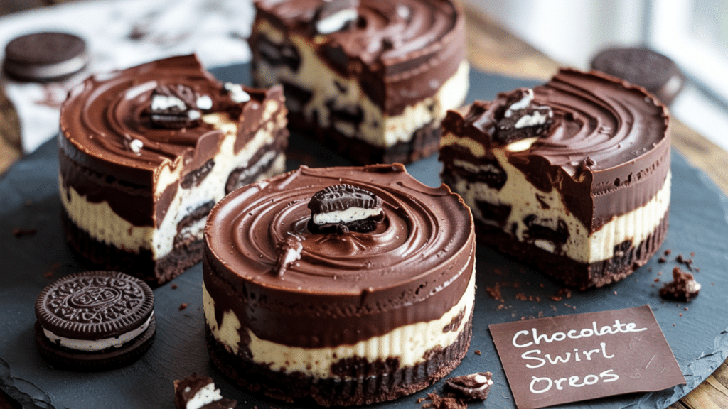 weight watchers cheesecake - Chocolate Swirl Oreo Cheesecakes
