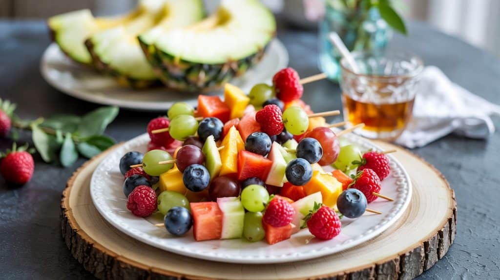 Fresh & Fruity Rainbow Fruit Skewers with Yogurt Dip