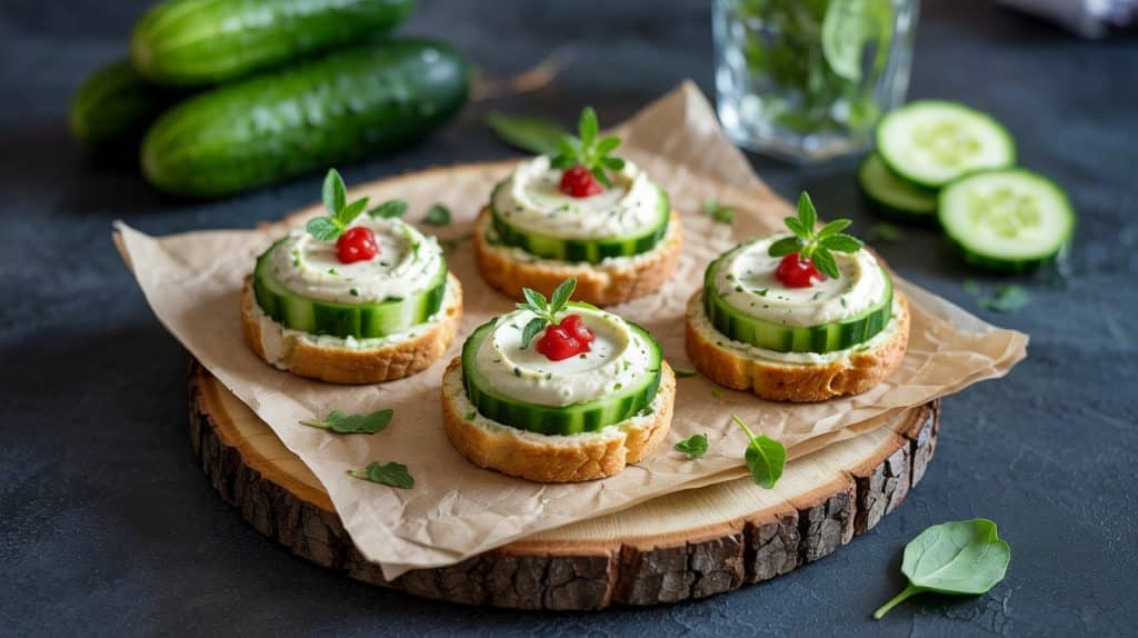 No Cook Nibbles Cucumber Hummus Canapés