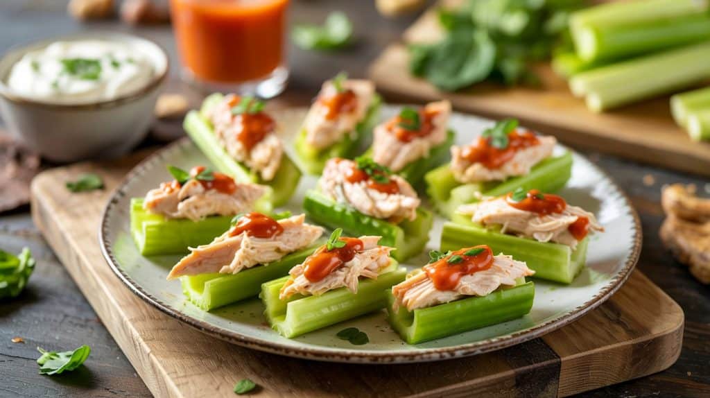 Nut Free Nibbles Buffalo Chicken Celery Sticks